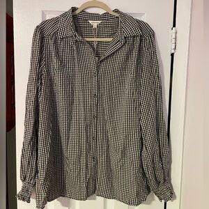 max studio plaid blouse